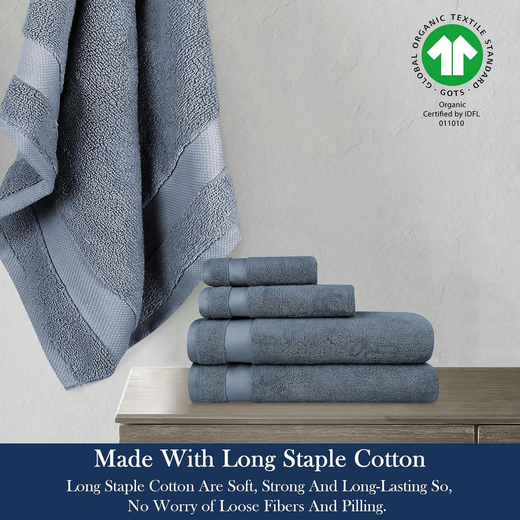 Organic Cotton Luxuriously Plush Towel 20 Piece Set |GOTS & Oeko-TEX Certified|Premium Hotel Quality Towels|Feather Touch Technology|650 GSM Long Staple|Soft, Quick Dry & Ultra-Absorbent