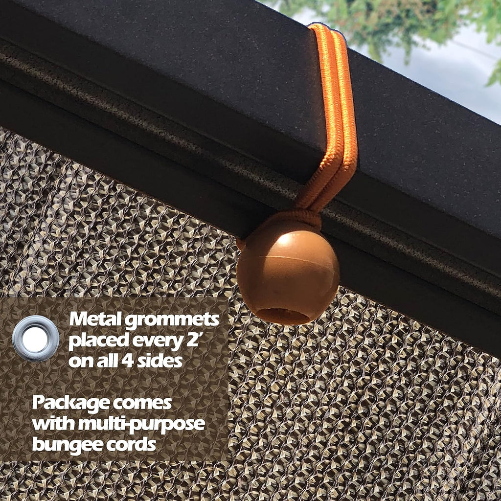 Alion Home Outdoor Pergola Sun Shade Cover Cloth Patio Canopy HDPE Permeable with Grommets (12' x 20', Walnut)