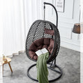 Swining Egg Chair with Stand,Wicker Rattan Hanging Egg Chairs, Patio Swing with UV Resistant Cushion, Outdoor Indoor Hanging with Foldable Basket Metal Stand for Bedroom (Black-S)