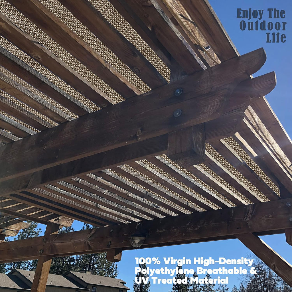 Alion Home Outdoor Pergola Sun Shade Cover Cloth Patio Canopy HDPE Permeable with Grommets (12' x 20', Walnut)