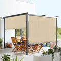 Windscreen4less Outdoor Shade Blinds Patio Roll Up Blackout Shades Exterior Roller Privacy Screen for Pergola Balcony Porch Carport Deck Window, 8' W x 10' L Beige