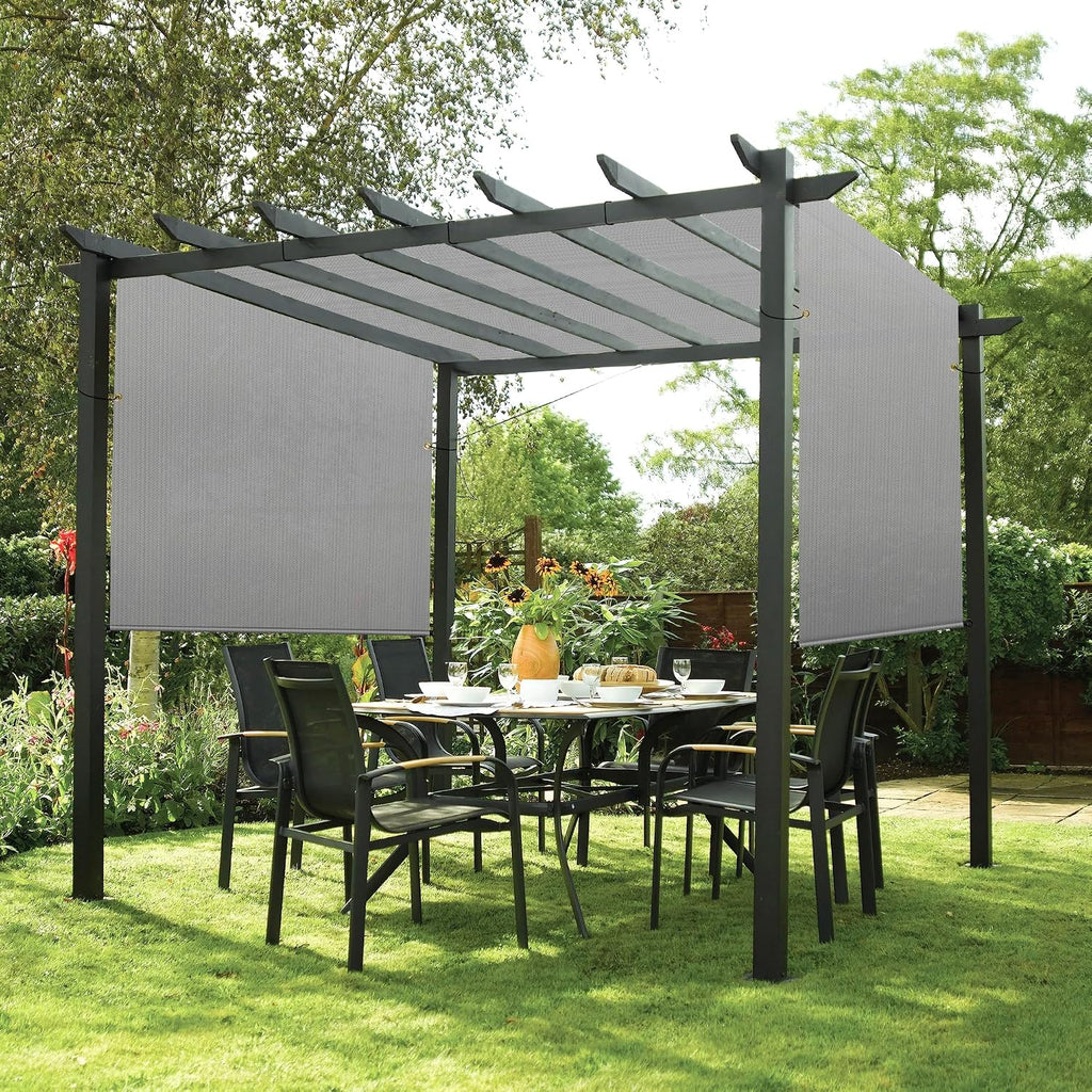 Patio 12' x 20' Pergola Cover Canopy Replacement Shade Cloth with Grommets Weighted Rods Outdoor Sun Shade Screen UV Block for Gazebo Backyard Deck Porch Balcony, Light Gray