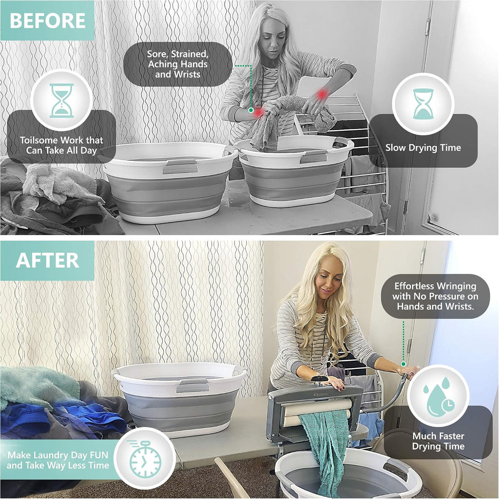 Northwood Calliger Clothes Wringer – Manual Laundry Wringer for Better Moisture Removal Than Portable Washers or Dryers – Heavy‑Duty Off‑Grid Washing Machine Alternative - Gray