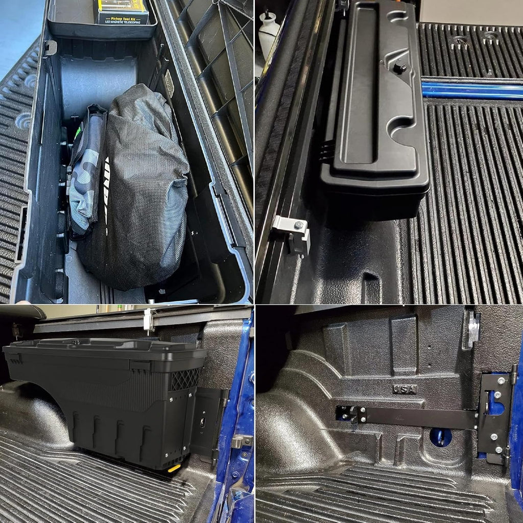 POETRYXIAO Lockable Truck Bed Storage Box with Password Padlock for 2019-2023 Dodge Ram 1500 2500 (No Fit 1500 Classic Model),Waterproof ABS Wheel Well Tool Box 6.6 Gal/25 L (Passenger Side)