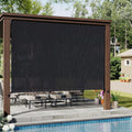 VICLLAX Outdoor Roller Shade (10' W×8' L), Patio Corded Roller Blinds, Exterior Roll Up Shade with Spliced Design for Patio Porch Gazebo, Graphite