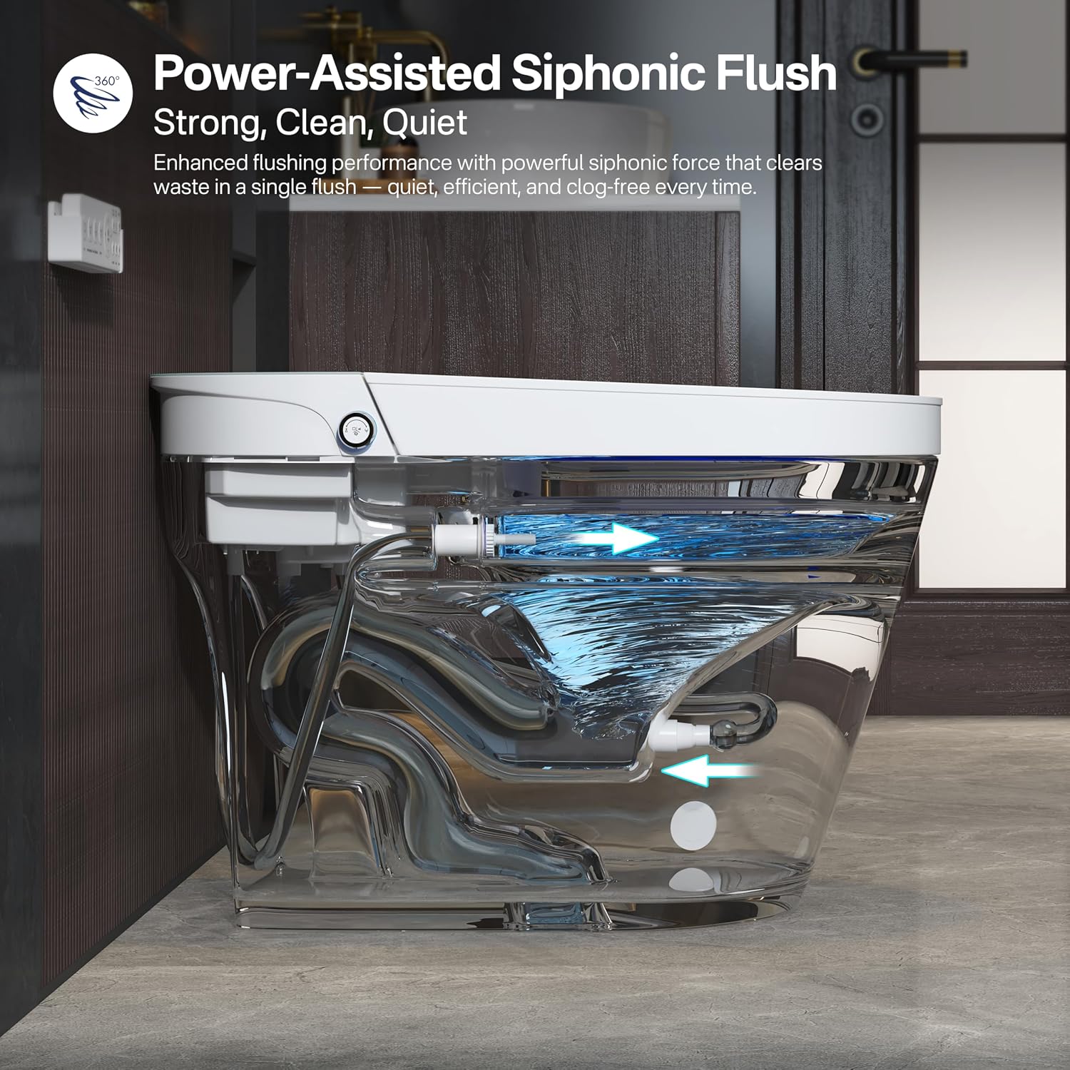 Smart Toilet, Eridanus One Piece Bidet Toilet for Bathroom, Toilet with Heated Bidet Seat, Adjustable Warm Water Wash & Dryer, Foot Sensor Flush, Tankless Toilet with LED Display, White