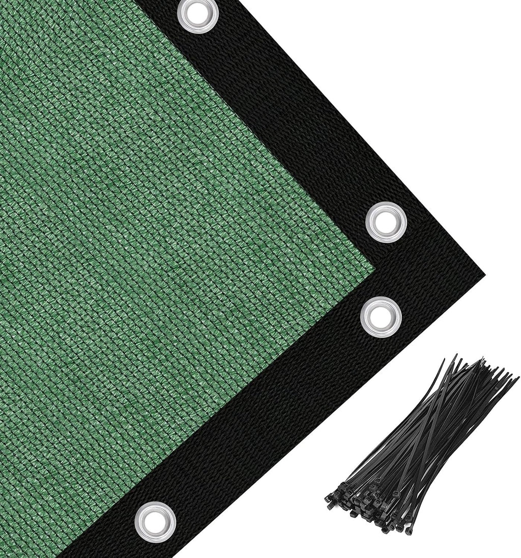 Amagenix 90% Pergola Shade Cover 12' X 20' Green Sun Shade Cloth with Grommets GN02 for Outdoor Garden Patio Porch, Commercial Grade 200 GSM - Cable Zip Ties Included (We Customized)