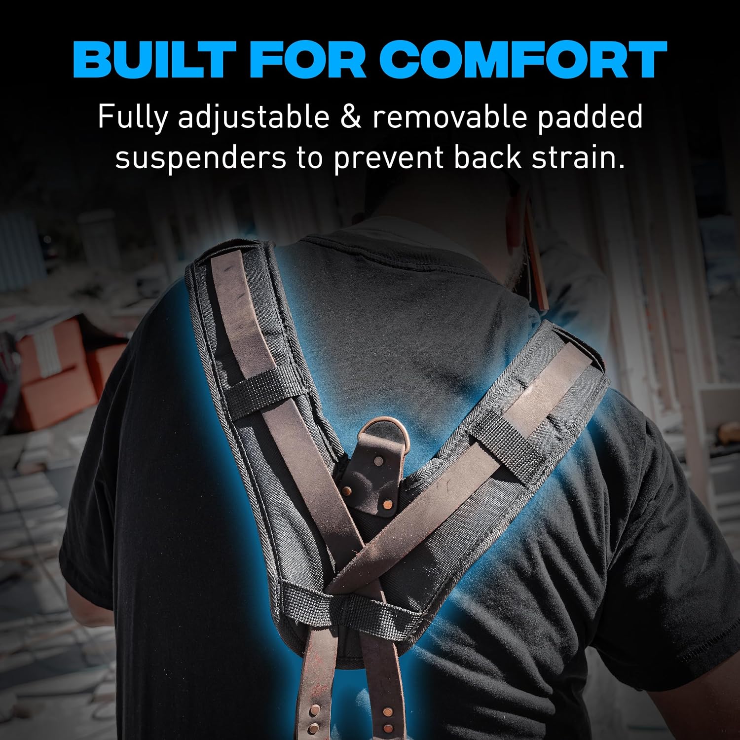 Ox Pro Drywall Tool Belt with Padded Suspenders - 22-Pocket Leather Pouches - Small Made of Oil-Tanned Leather with Double-Stitching and Steel Rivets - OX-P263805
