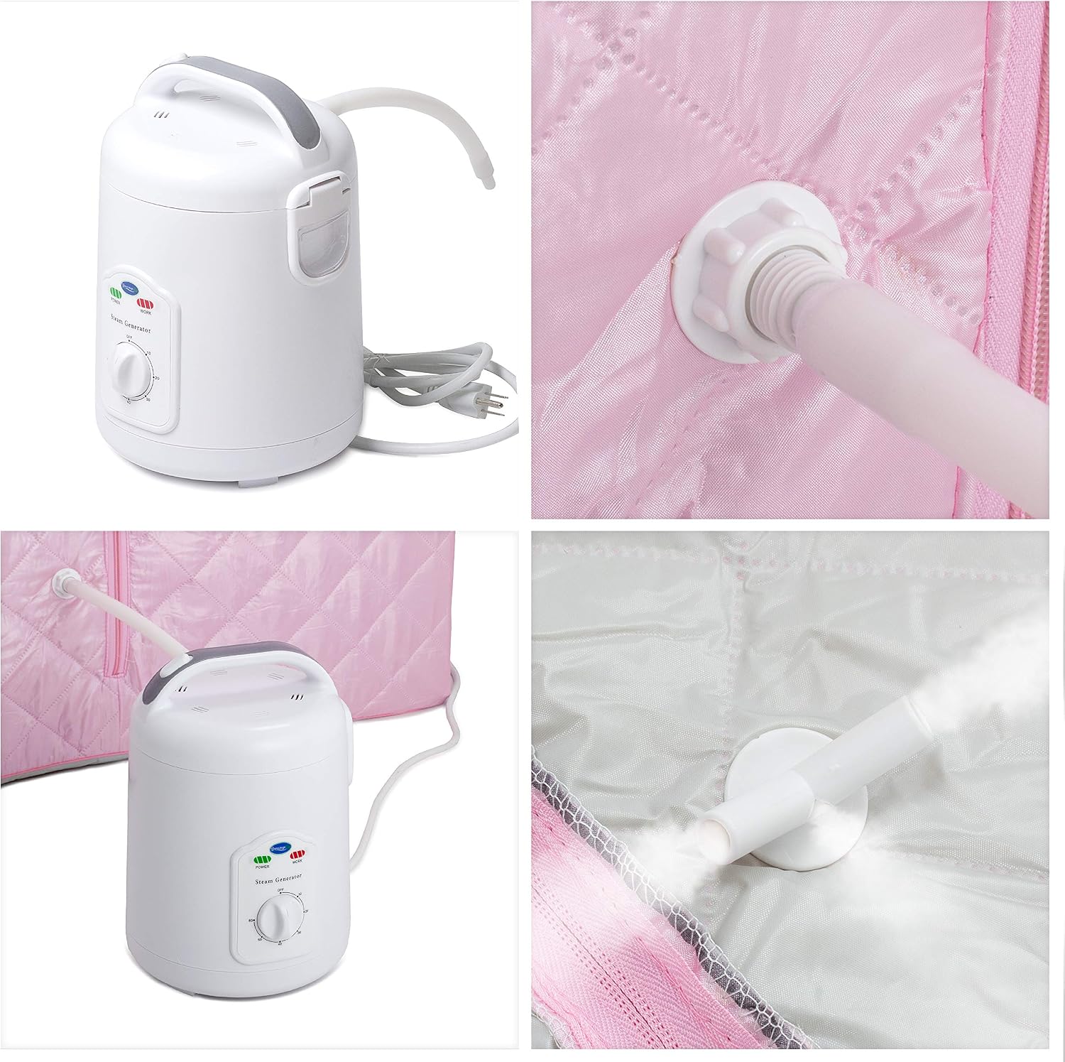 Durasage Oversized Portable Steam Sauna Spa for Home – 800W Steam Generator, 60-Minute Timer, Foldable Chair Included, Spacious Design, 1.5-Year Warranty (Light Pink)