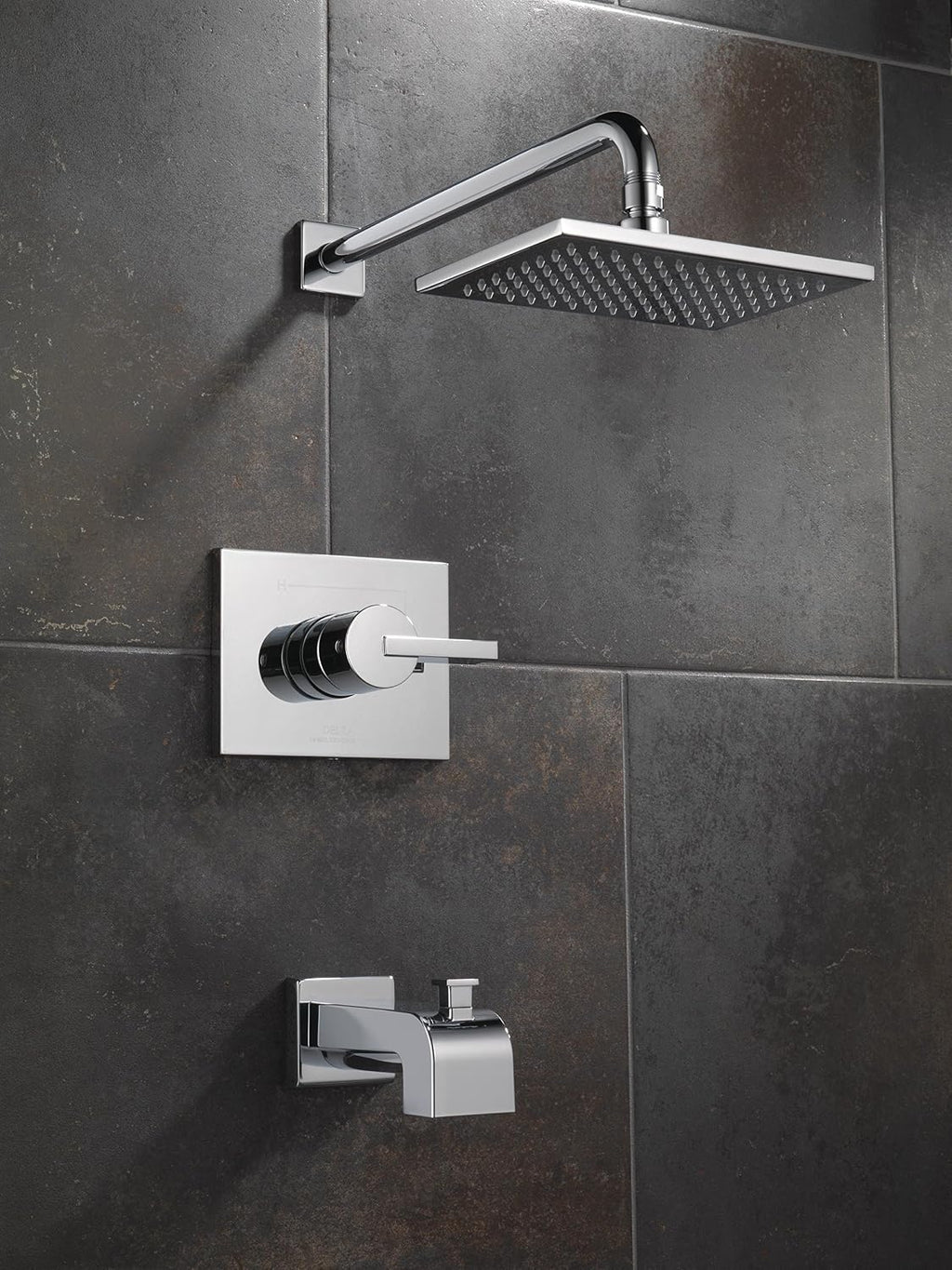 Delta Faucet Vero 14 Series Single-Function Tub and Shower Trim Kit with Single-Spray Touch-Clean Rain Shower Head, Chrome T14253 (Valve Not Included)