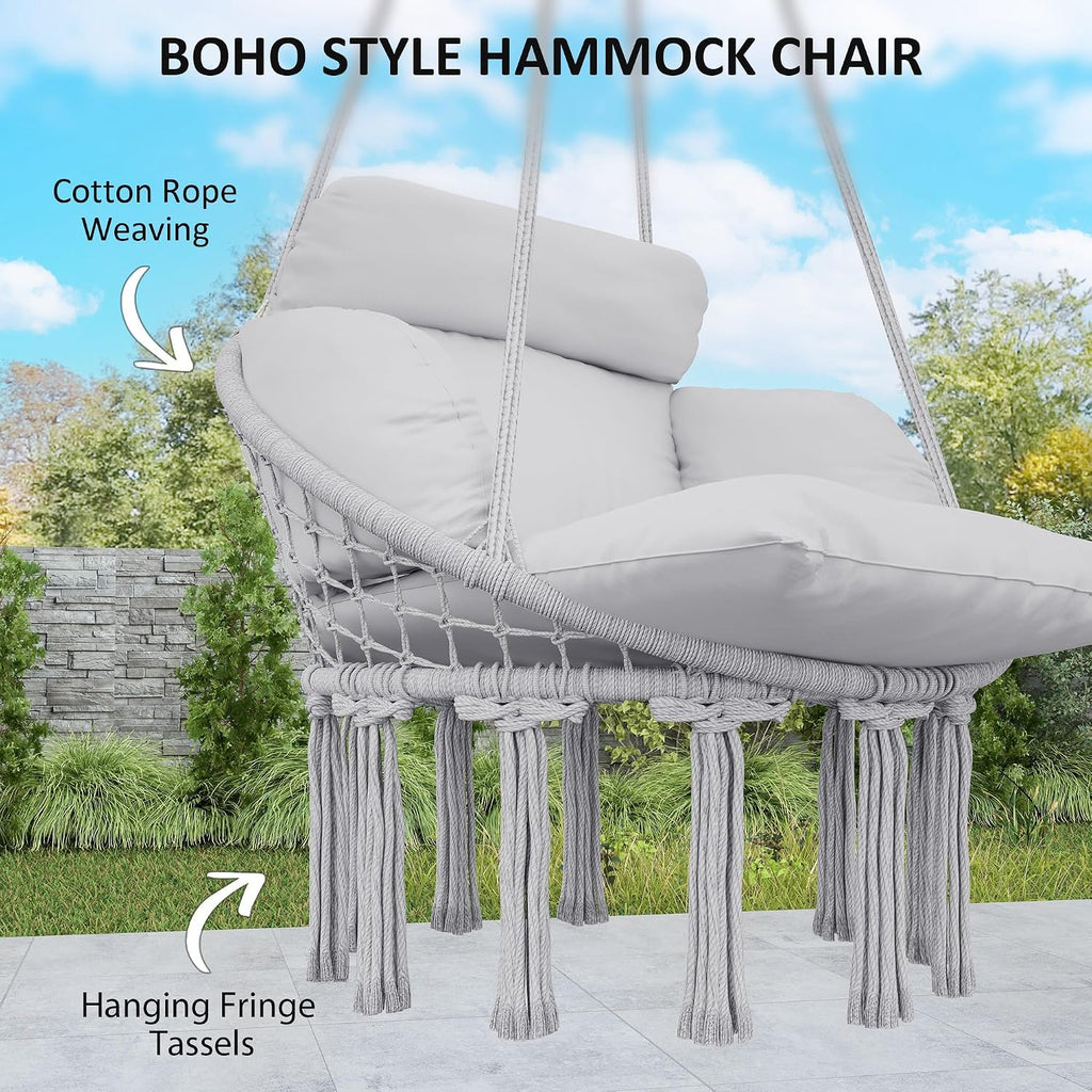Hammock Hanging Swinging Chair, for Bedroom, Porch, Hanging Chair, Hammock Chair Swing Chair for Bedroom, Patio, Balcony,Swing Chair with Hanging, Chair for Bedroom Indoor Outdoor 31.5' W x 23.6' D