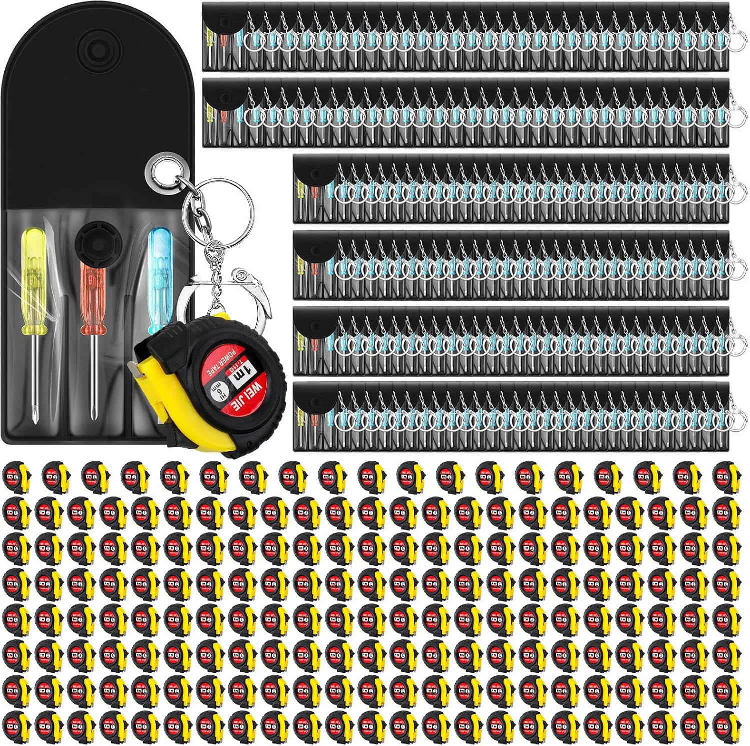 Jutom 312 Pcs Mini Tape Measure Keychain Bulk Mini Screwdriver Keychain Set Adult Tool Party Prize for Father's Men Gifts