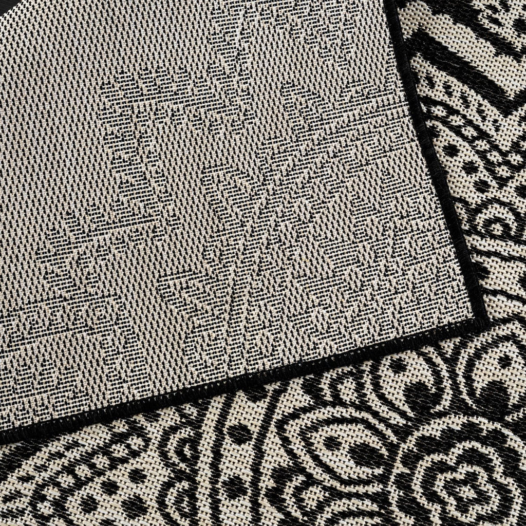 CAMILSON Outdoor Rug 8x10 Modern Area Rugs for Indoor and Outdoor Patios and Porches - Waterproof Washable Non-Shedding Easy-to-Clean Outside Carpet (8 x 10 Medallion - Black/White)