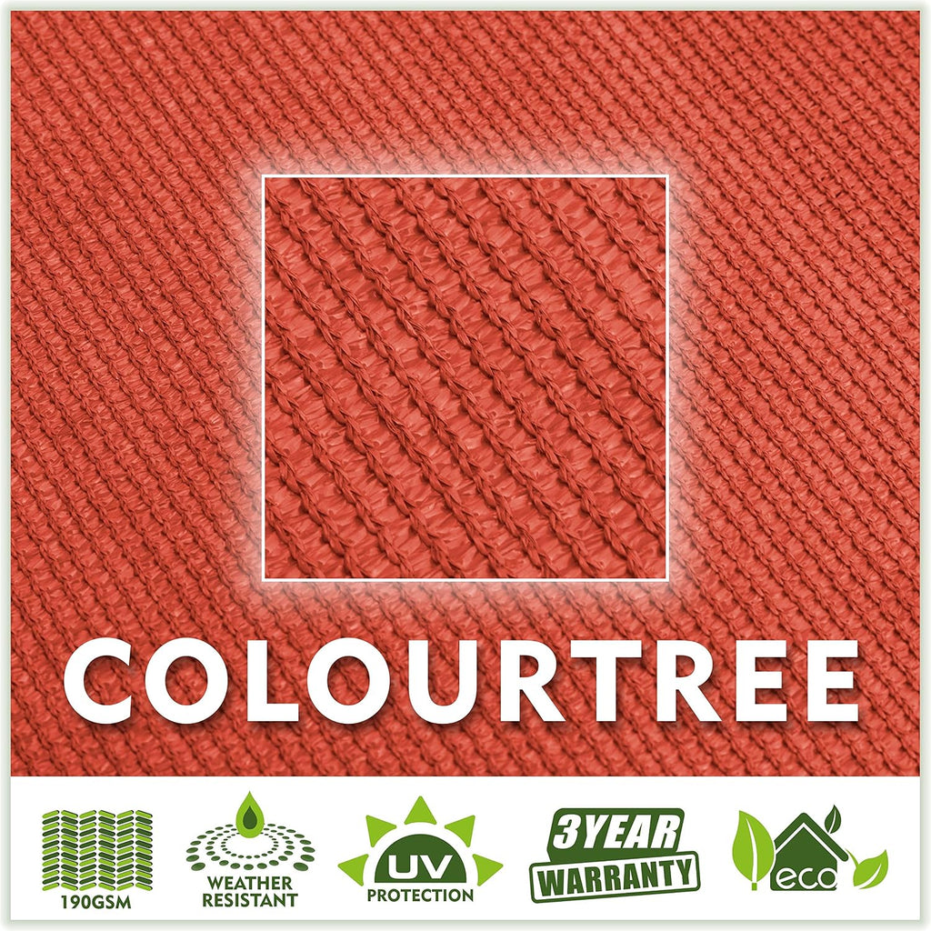ColourTree 12' x 14' Red Sun Shade Sail Rectangle Canopy Fabric Cloth Screen, Water Permeable & UV Resistant, Heavy Duty, Carport Patio Outdoor - (We Customize Size)