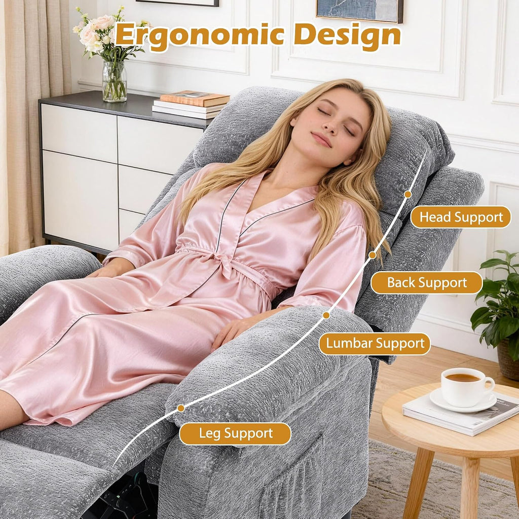 Korser Recliner Chair, Living Room Chairs for Adults, Padded Deep Seat Reading Chair with Side Pockets, Small Recliners for Small Spaces, Lounge Chair for Living Room, Bedroom, and RV (Chenille)
