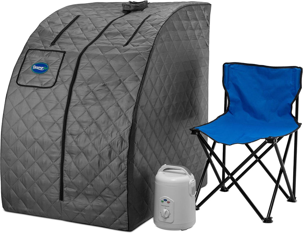 Durasage Lightweight Portable Personal Steam Sauna Spa - 800W Steam Generator, 60-Min Timer, Zippered Access, Single Front Pocket, Foldable Frame & Chair - Indoor Use, at-Home Relaxation Kit