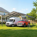 20x20 FT Metal Carport with Updated Roof & Enhanced Base, Heavy Duty Canopy Carport Garage, Vertaile for Car, Truck, Boat, Tractors, Party, Grey