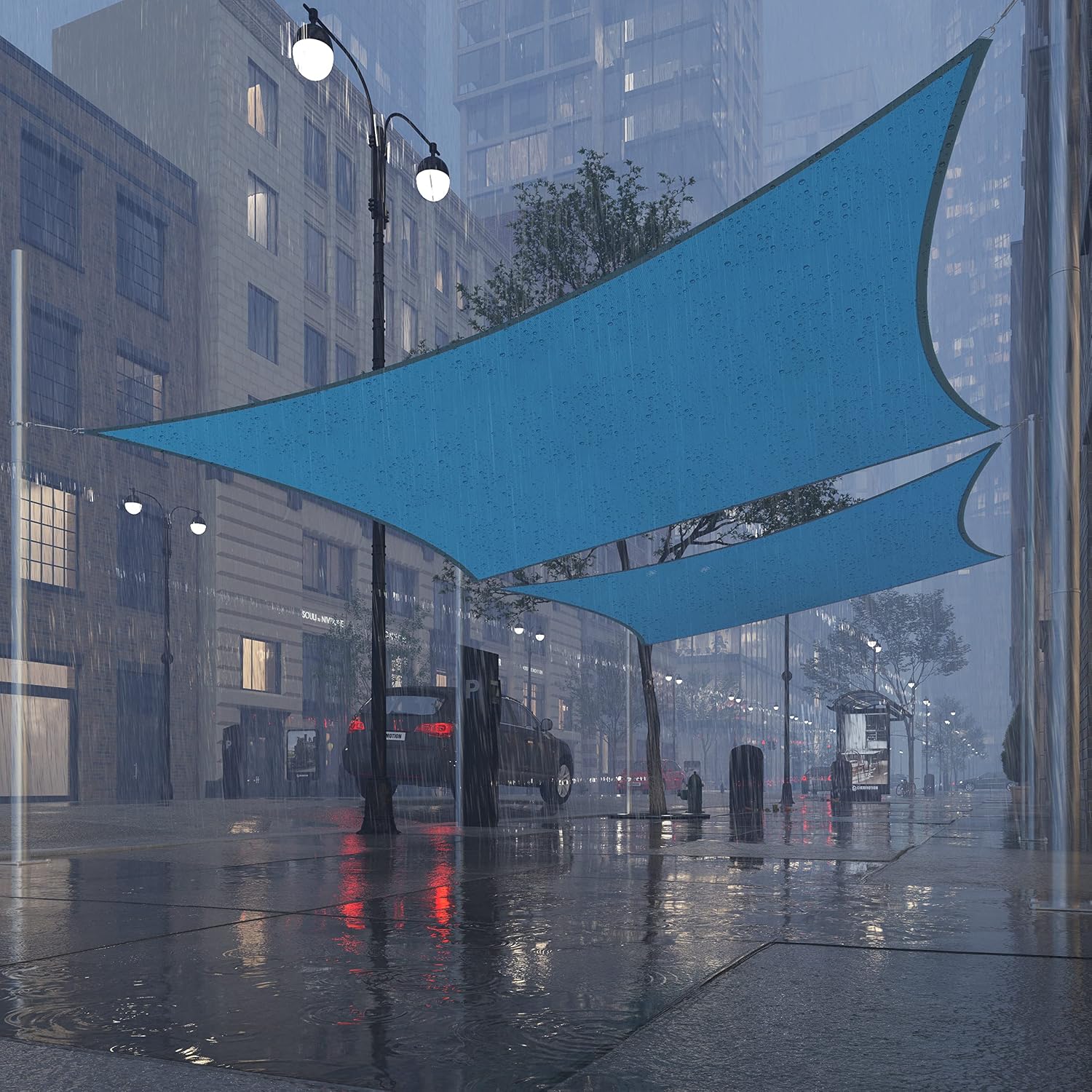 Royal Shade 12' x 20' Blue Rectangle Waterproof Sun Shade Sail RS-SLR Canopy Awning Shelter, UPF50+ 98% UV Blockage UV & Water Resistant, Outdoor Patio Garden Carport (We Make Custom Size)