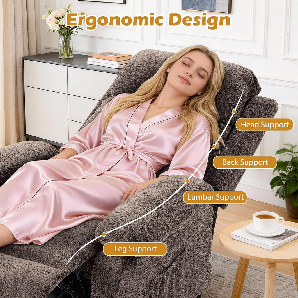 Korser Recliner Chair, Living Room Chairs for Adults, Padded Deep Seat Reading Chair with Side Pockets, Small Recliners for Small Spaces, Lounge Chair for Living Room, Bedroom, and RV (Chenille)
