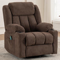 Ketaiyou Rocker Swivel Recliner Chair for Adults, Overstuffed Large Manual Recliner Glider with Massage and Heat, Comfy Soft Fabric Living Room Reclining Sofa Chair (Cocoa1)