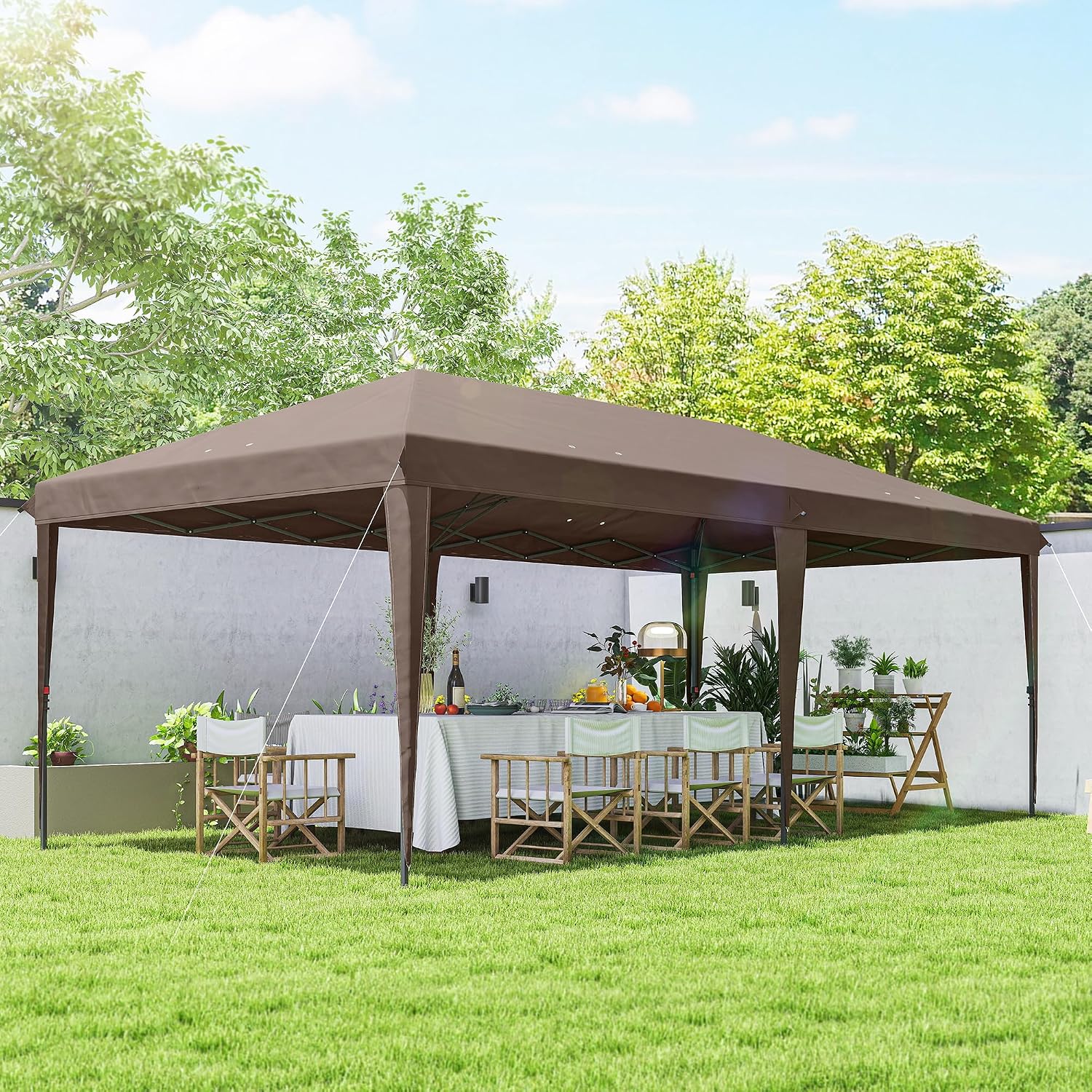 Outsunny 10' x 20' Pop Up Canopy Tent with 4 Sidewalls, Outdoor Portable Instant Canopy Shelter for Parties, Outdoor Instant Gazebo with Carry Bag for Garden, Patio, Coffee