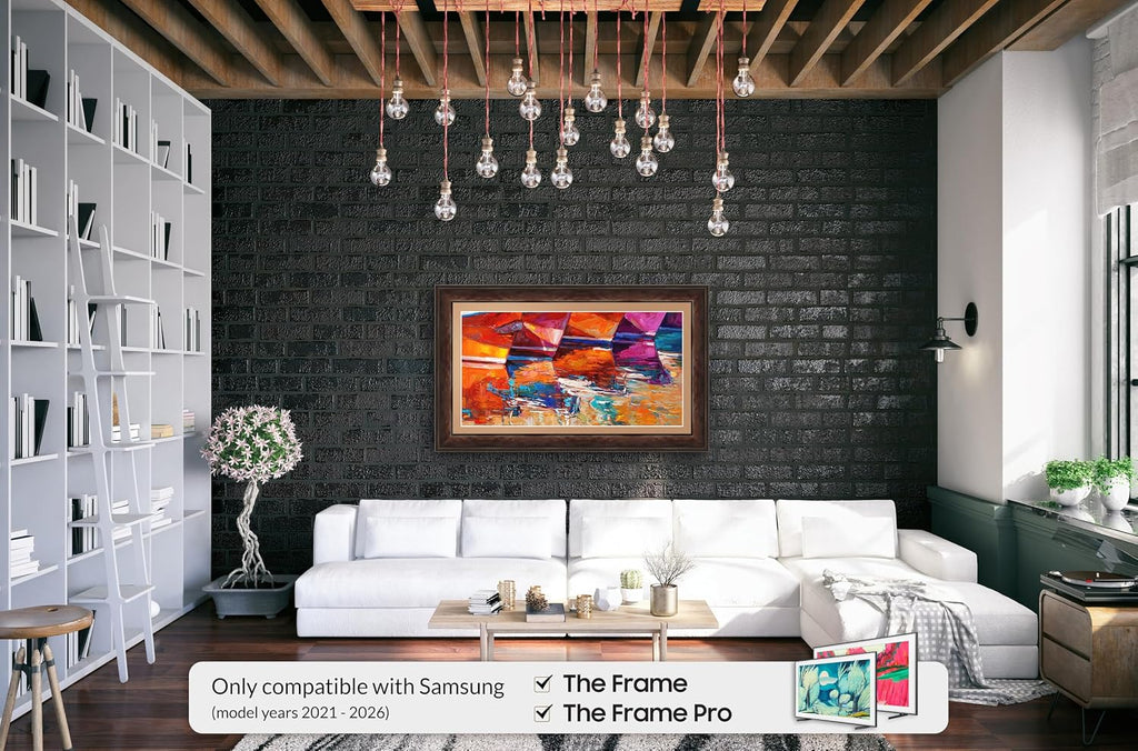Burlwood 75' Premiere Deco TV Frame - Compatible ONLY with Samsung The Frame TV and Pro TVs (Fits 2021-2026, LS03A, LS03B,LS03C,LS03D,LS03FA,LS03FW)