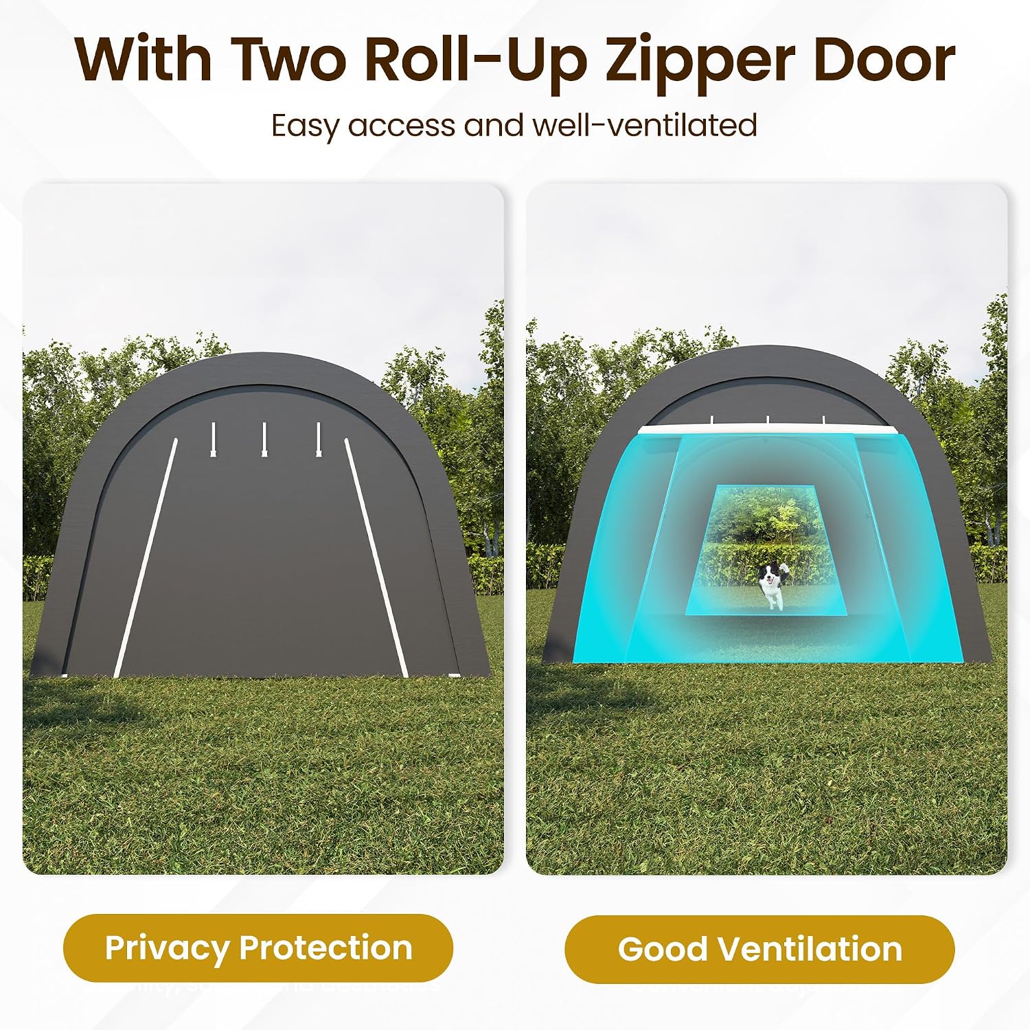 Heavy Duty Carport 12X25FT, Portable Garage with 2 Roll Up Doors Vents and Metal Round Roof, Outdoor Storage shed Car Port Canopy Tent for Garden Tools, Vehicle Truck Boat, Party, Dark Gray