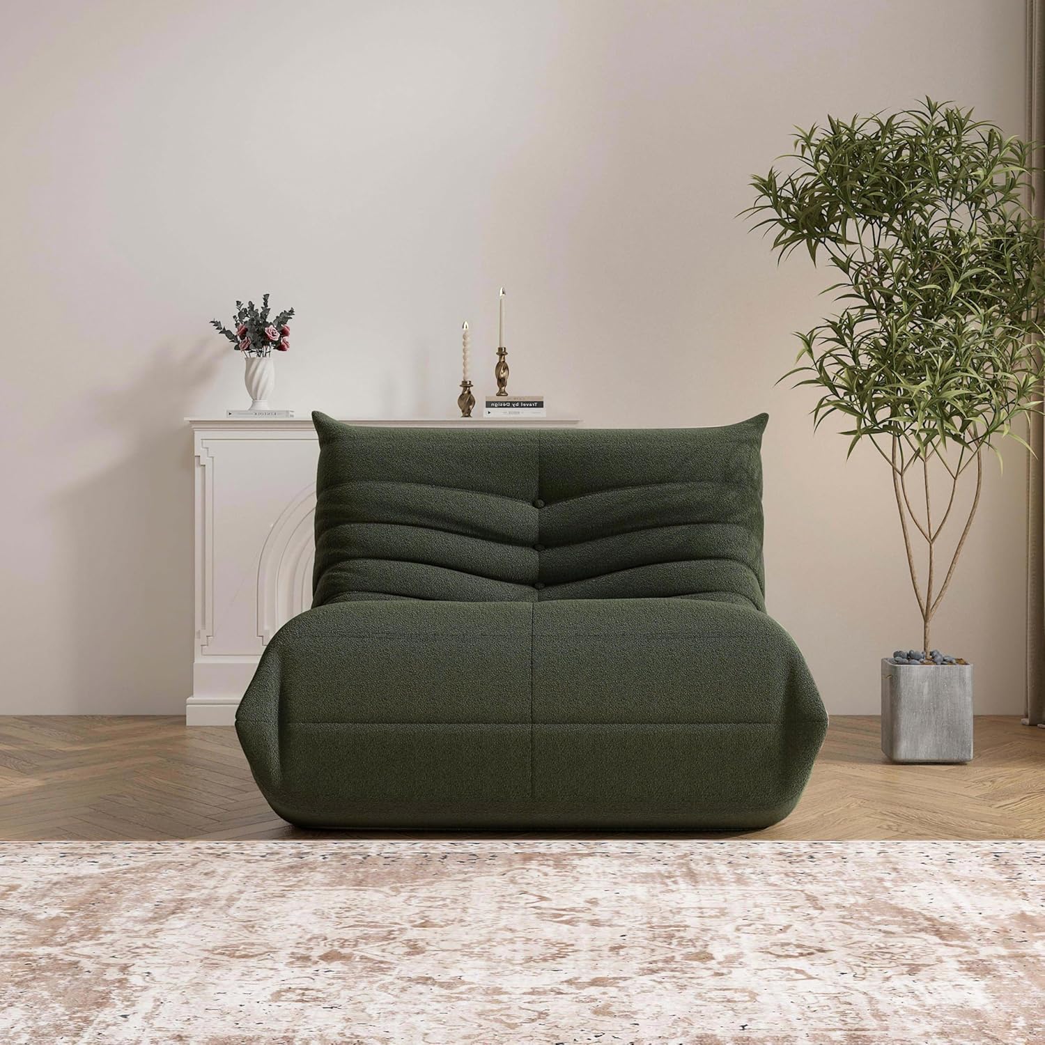 Bean Bag Chair, Fireside Chair Bean Bag Sofa Large Bean Bag Chair for Adults, Bean Bag Chairs for Teens with High Density Comfortable Foam, Memory Foam Lazy Sofa for Living Room, Bedroom (Green)
