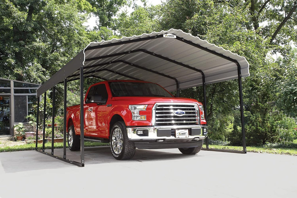 Arrow Shed 12 x 20 x 7-Foot Heavy Duty Galvanized Steel Metal Multi-Use Shelter, Shade, Carport, 12' x 20' x 7', Charcoal color