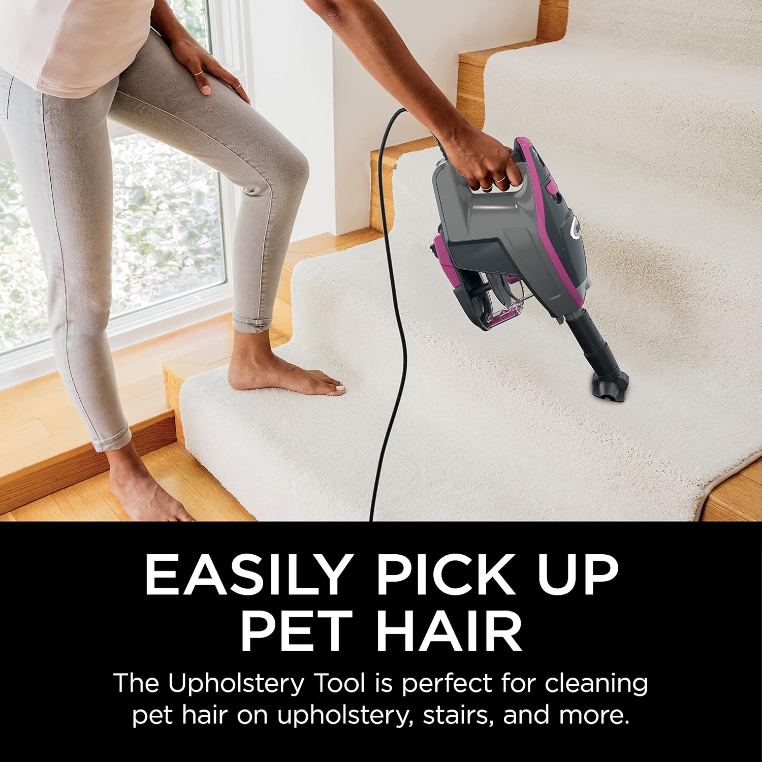 Shark HV371 Rocket Pro DLX Corded Stick, Removable Hand Vacuum, Advanced Swivel Steering, XL Cup, Crevice Tool, Upholstery Tool & Anti-Allergen Dust Brush (Fuchsia) (Renewed)