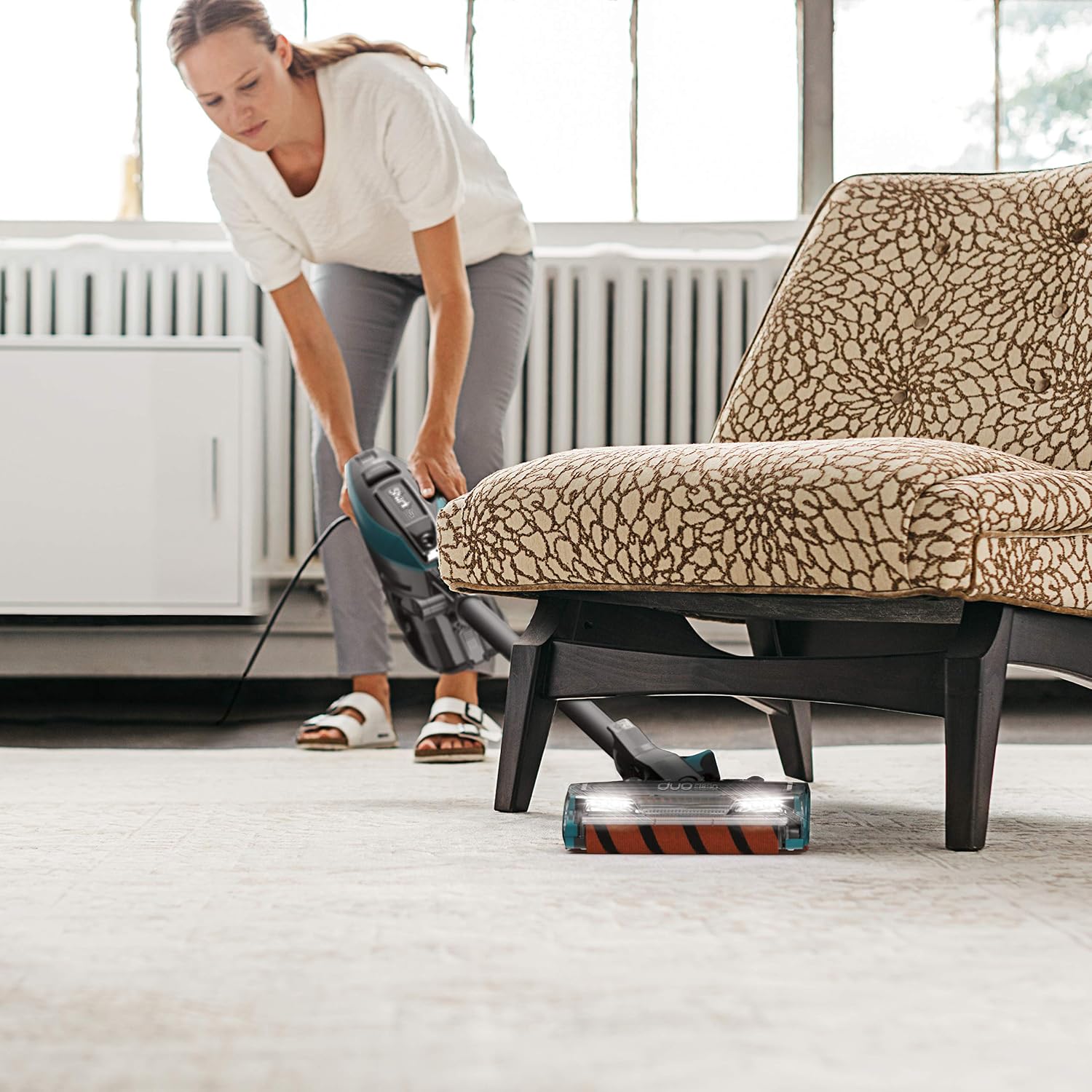 Shark ZS360 APEX Corded Stick Vacuum with DuoClean and Self-Cleaning Brusholl, Precision Duster, Crevice and Pet Multi-Tool, Forest Mist Blue, 10.2 in L x 9.8 in W x 46.4 in H