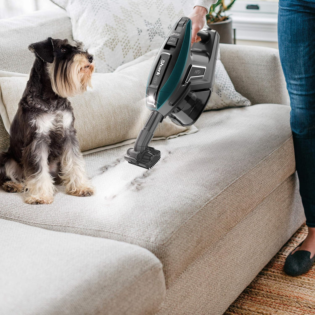 Shark ZS360 APEX Corded Stick Vacuum with DuoClean and Self-Cleaning Brusholl, Precision Duster, Crevice and Pet Multi-Tool, Forest Mist Blue, 10.2 in L x 9.8 in W x 46.4 in H