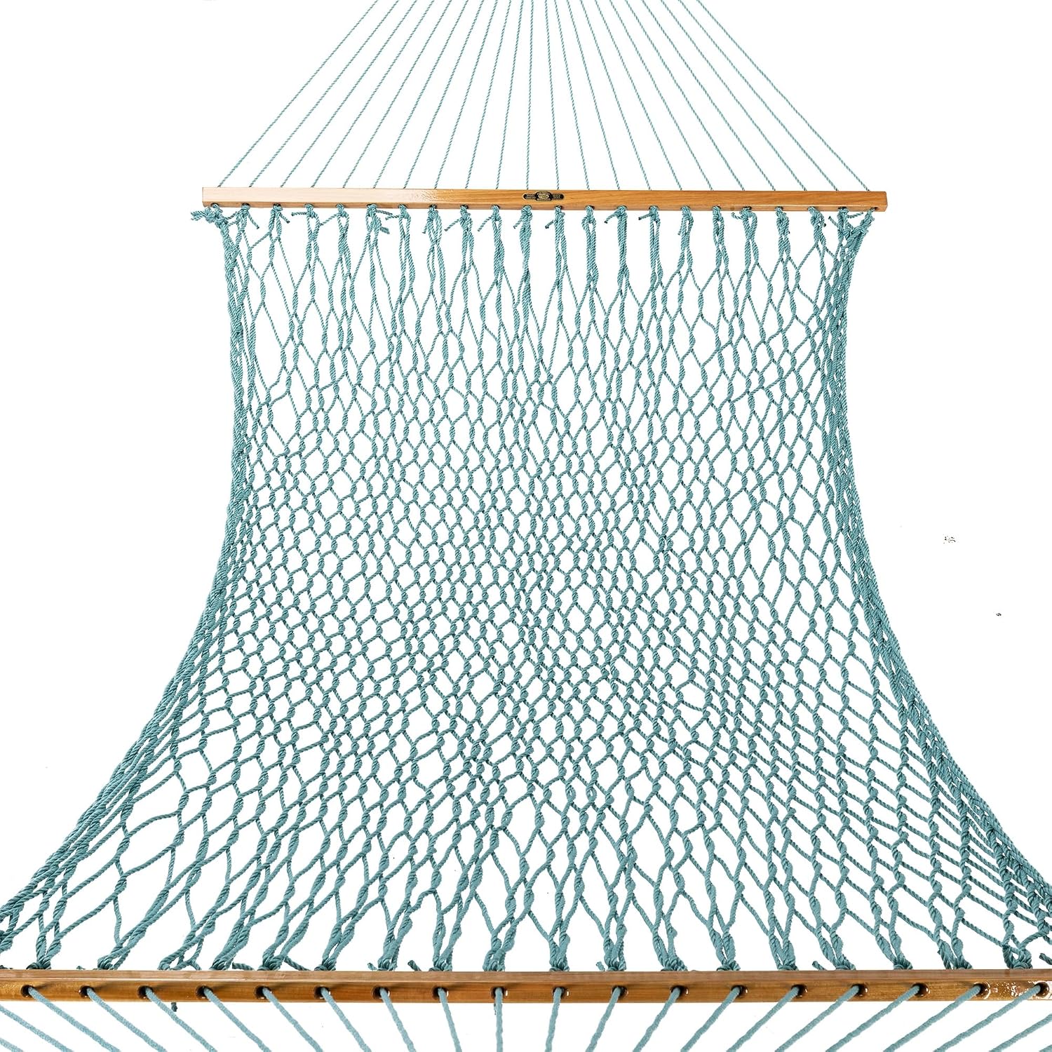 Original Pawleys Island Large Teal DuraCord Rope Hammock – 13 ft. x 55 in., 2-Person, 450 lb Capacity, Oak Spreader Bar, Zinc-Plated Hardware, Handcrafted in the USA