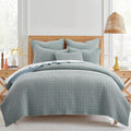 Levtex Home Mills Waffle Full/Queen Quilt Set (88x92in) with 2 Pillow Shams (26x20in) - Chambray - Cotton Waffle Full/Queen Size Quilt Bedding Set - Lightweight, Soft, Pre-Washed
