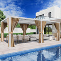 SUNBURY 10X 20FT Louvered Pergola, Outdoor Pergola, Aluminum with 4 Adjustable Roof, Netting & Privacy Curtains, Metal Roof Pergolas, Shade Cover for Patio, Backyard, Lawn, Garden, Deck (White)