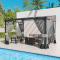 Kullavik 10' × 12' Hardtop Gazebo for Patio,Wall-Mounted Lean to Gazebo Pergola with Sloping Roof and Durable Aluminum Frame,Large Heavy Duty Awnings for Decks,Backyard,Grey