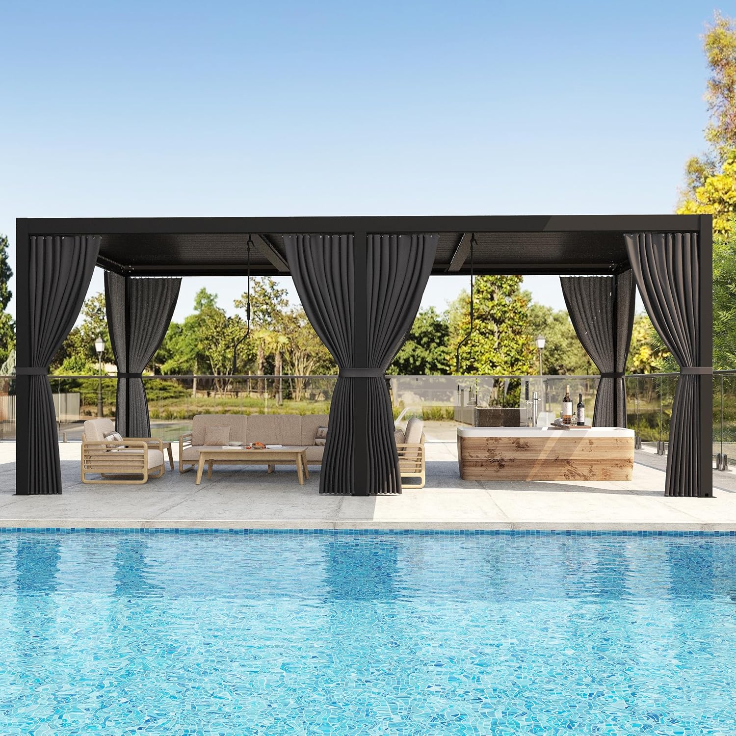 10'×20' Outdoor Louvered Pergola, Aluminum Louvered Pergola Patio with Adjustable Roof for Outdoor Deck, Backyard, Garden (10X20FT)