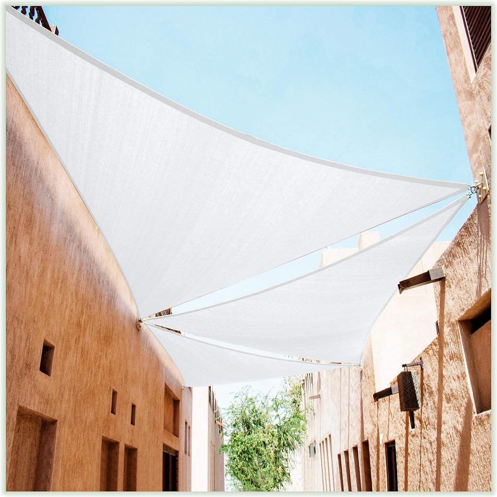 ColourTree Custom Size CTAPRT20 Order to Make 12' x 20' x 23.3' White Right Triangle Sun Shade Sail Canopy Mesh Fabric UV Block UPF50 - Commercial Heavy Duty - 190 GSM - 3 Years Warranty