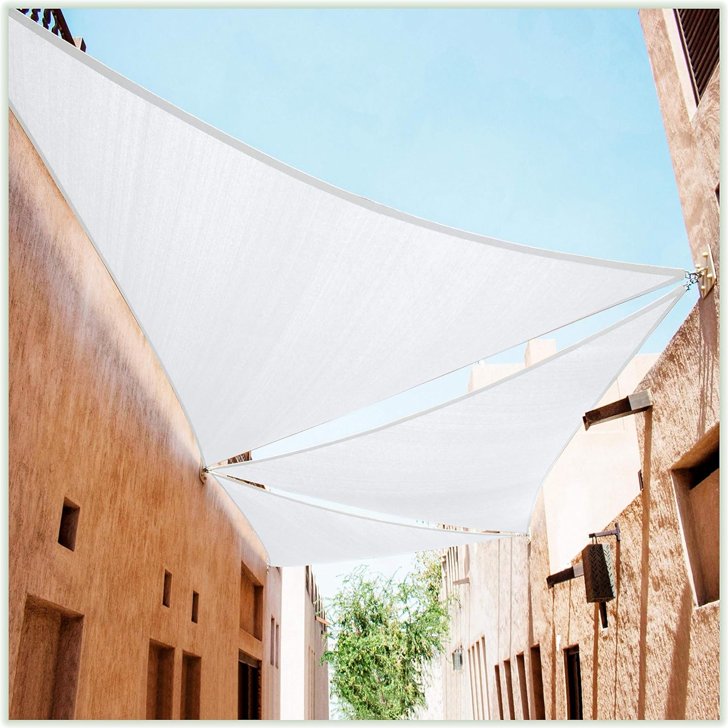ColourTree Custom Size CTAPRT20 Order to Make 12' x 20' x 23.3' White Right Triangle Sun Shade Sail Canopy Mesh Fabric UV Block UPF50 - Commercial Heavy Duty - 190 GSM - 3 Years Warranty
