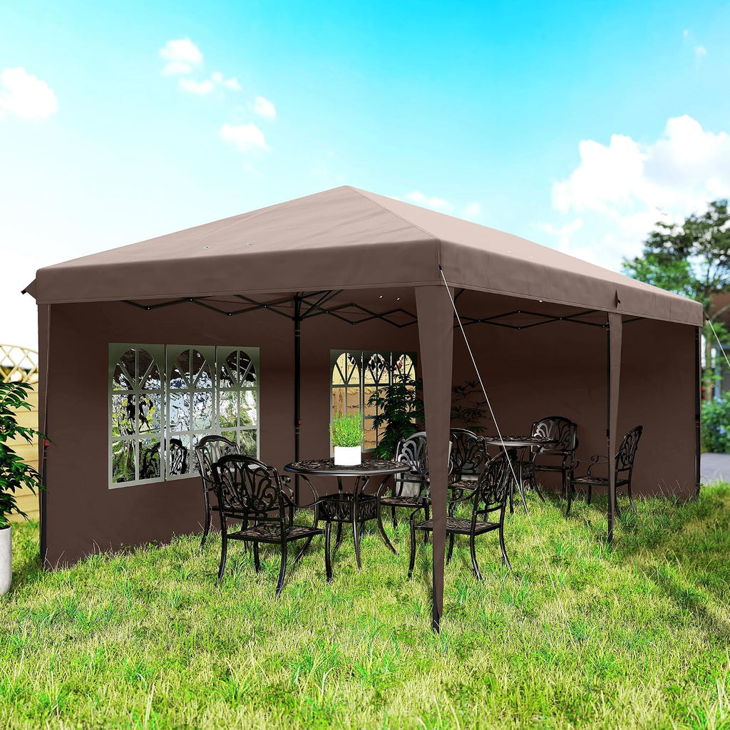 Outsunny 10' x 20' Pop Up Canopy Tent with 4 Sidewalls, Outdoor Portable Instant Canopy Shelter for Parties, Outdoor Instant Gazebo with Carry Bag for Garden, Patio, Coffee