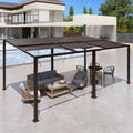 Gazebo 12x20 with Adjustable Galvanized Steel Roofs, All Aluminum Frame Permanent Pergola for Patio, Outdoor Freestanding Shelter, Dark Brown
