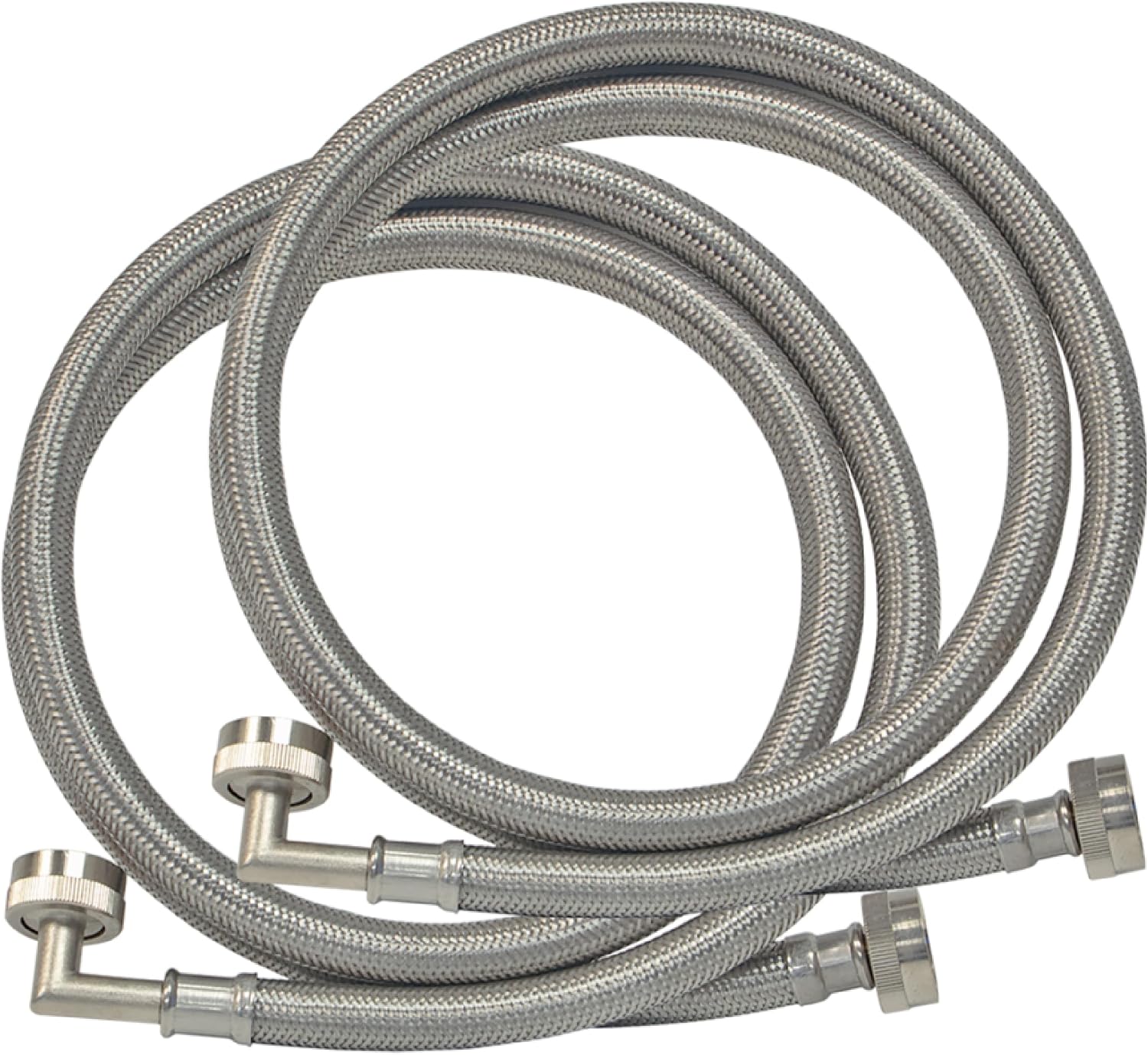 Eastman 5 ft Washing Machine Hose Connectors with Elbows, Pack of 2, 3/4 in FHT x 3/4 in FHT, Braided Stainless Steel, 41065 (Pack of 24)