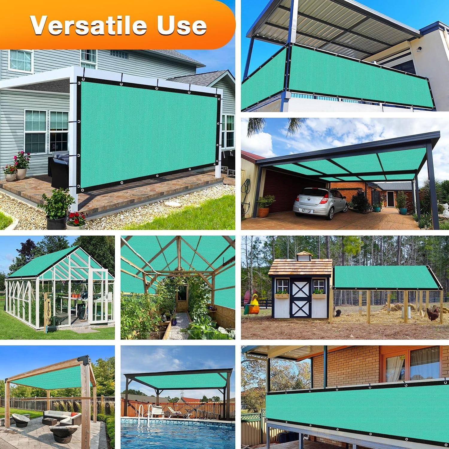 Artpuch Outdoor Pergola Shade Cover 12x20 FT Sun Shade Cloth with Grommets Turquoise Commercial Grade Patio Privacy Screen Shade Canopy (Customized Available) GN02