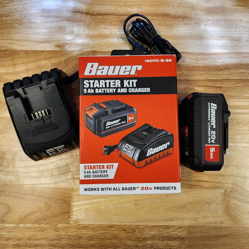 Compatible with Bauer Combo 20V 5 Ah Lithium-Ion Battery and Charger Starter Kit