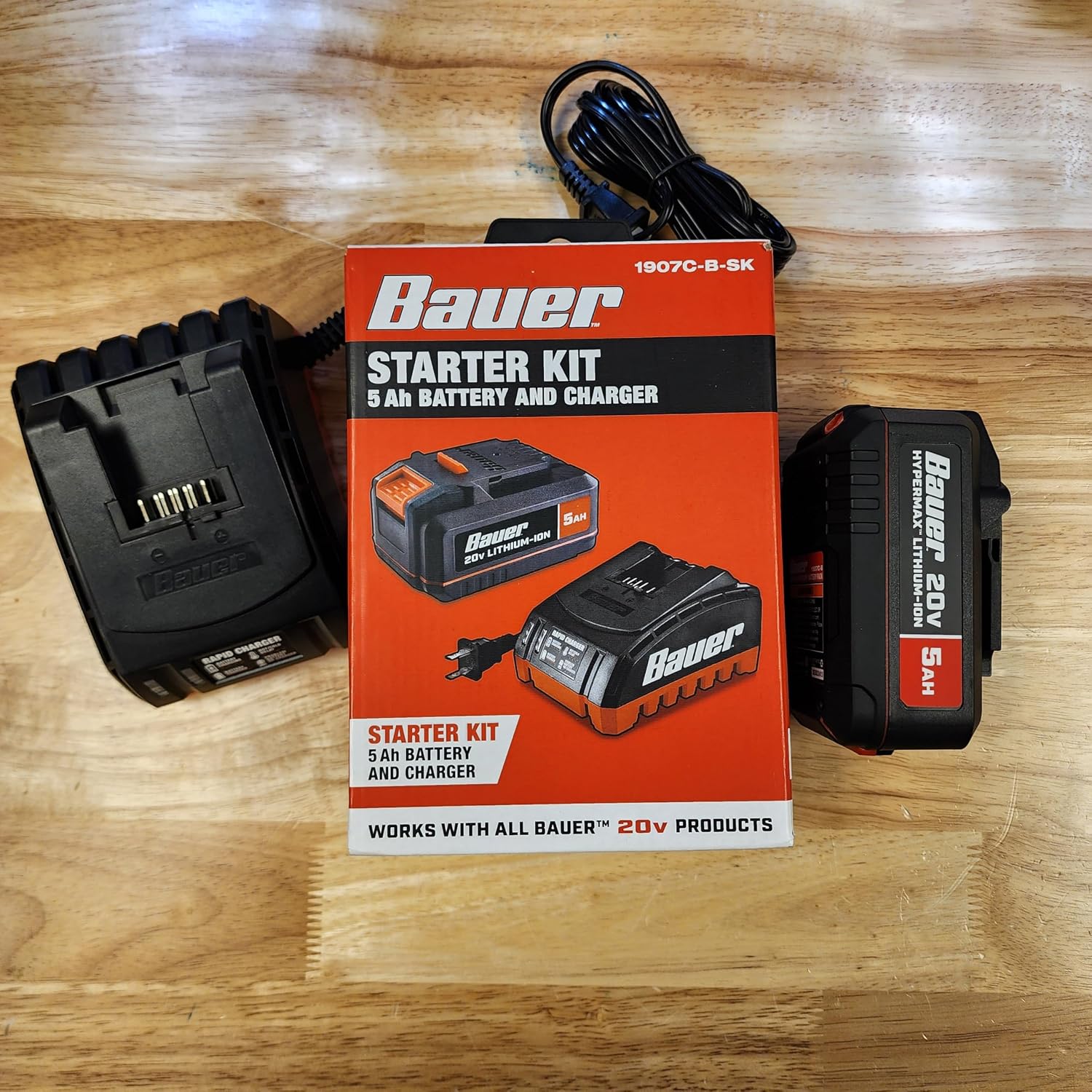 Compatible with Bauer Combo 20V 5 Ah Lithium-Ion Battery and Charger Starter Kit