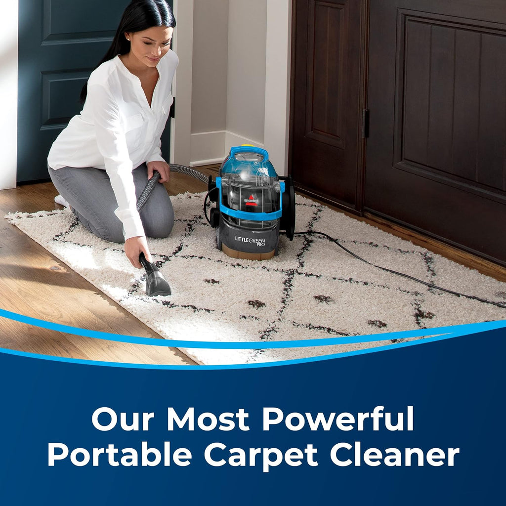 Bissell Little Green Pro Portable Carpet & Upholstery Cleaner and Car/Auto Detailer with Deep Stain Tool, 3' Tough Stain Tool, Plus Two 8 oz. Trial-Size Formulas, 3194