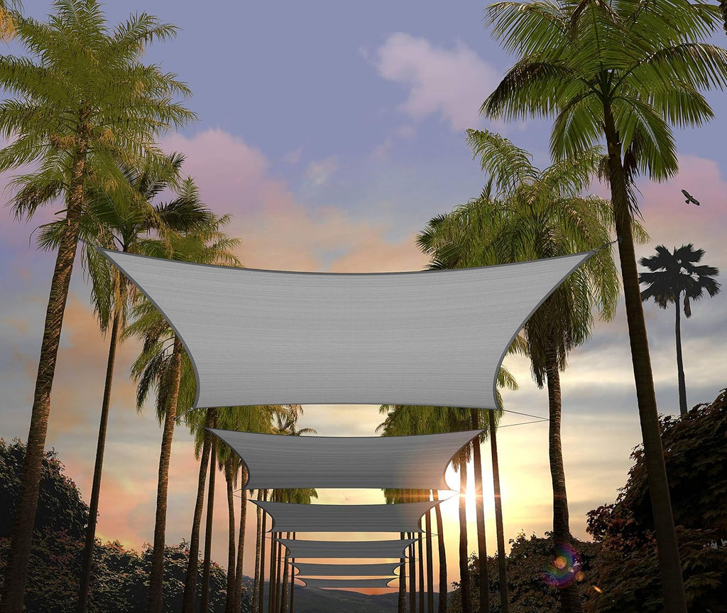 Amgo Custom Size 12' x 20' Grey Rectangle Square Sun Shade Sail UPF50+ AGTAPR0810, Order to Make Canopy Awning, 95% UV Blockage, Water & Air Permeable, Commercial and Residential (We Customize)