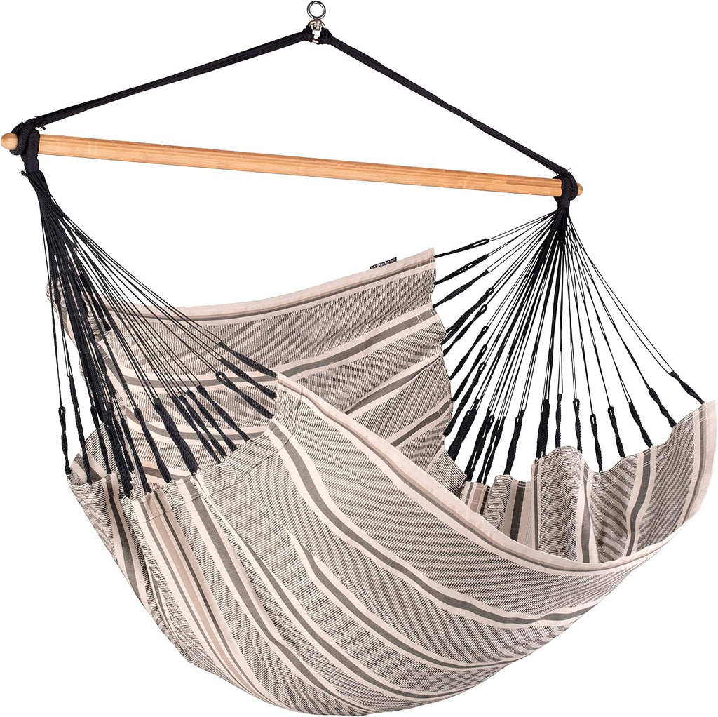 La Siesta® - XL King Habana Cotton Hanging Hammock Chair, Indoor Outdoor Hammock Swing Chair, Boho Hanging Chair Bedroom Patio, Max 355 Lbs, Zebra