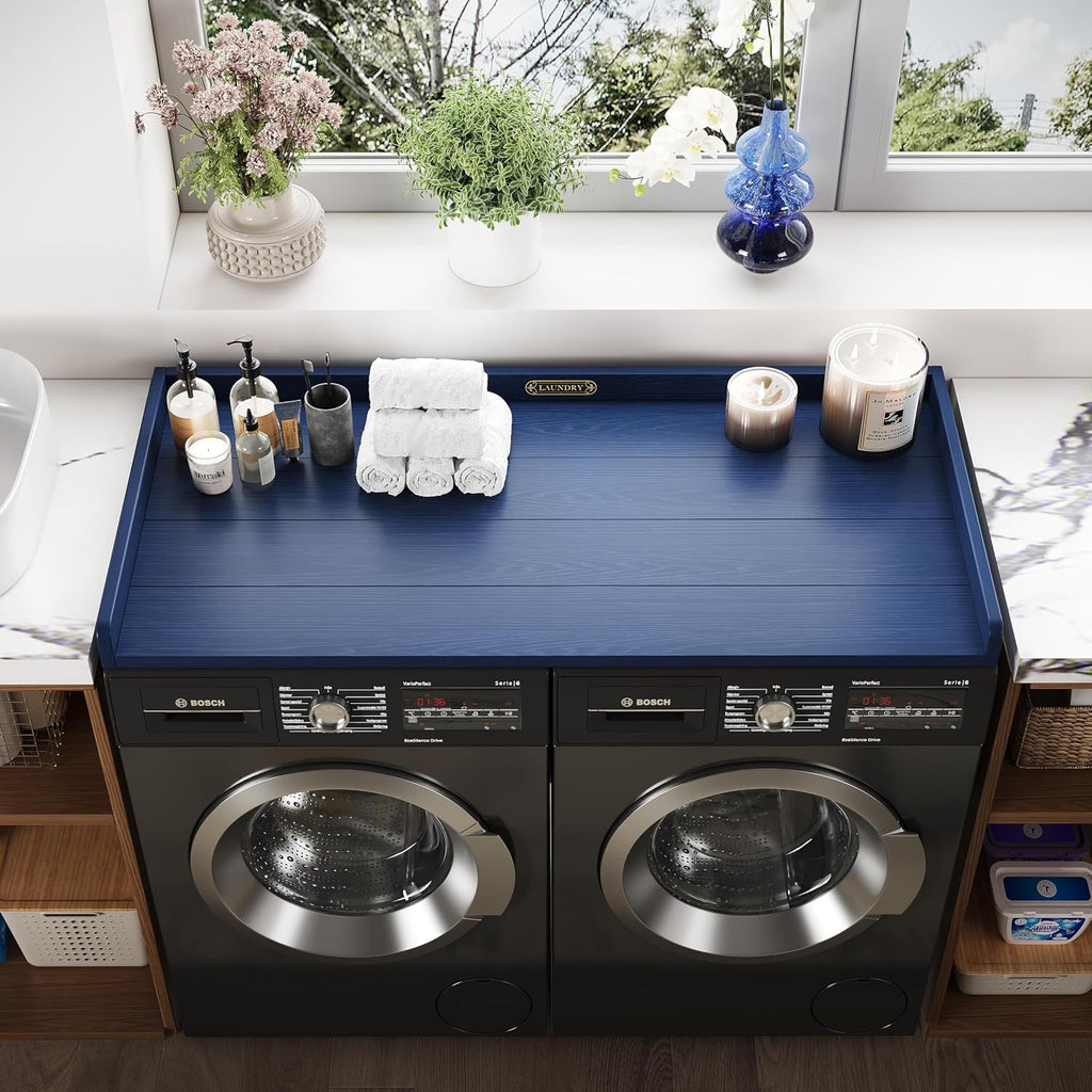 No-Installation HDPE Washer Dryer Countertop, Washer and Dryer Topper Covers for The Top, Laundry Countertop Laundry Room Organization No Water Leakage Navy Blue