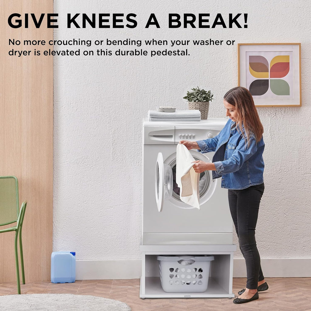 Ivation | Wooden Laundry Pedestal for Washer & Dryer, Made to Fit All Machines - Whirlpool, LG, GE, Samsung, and More, Made of Durable Solid Wood Material, 33.86' x 29.92'